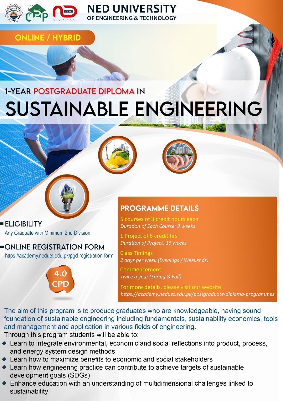 PGD In Sustainable Engineering NED Academy CCEE CMPP PTMC